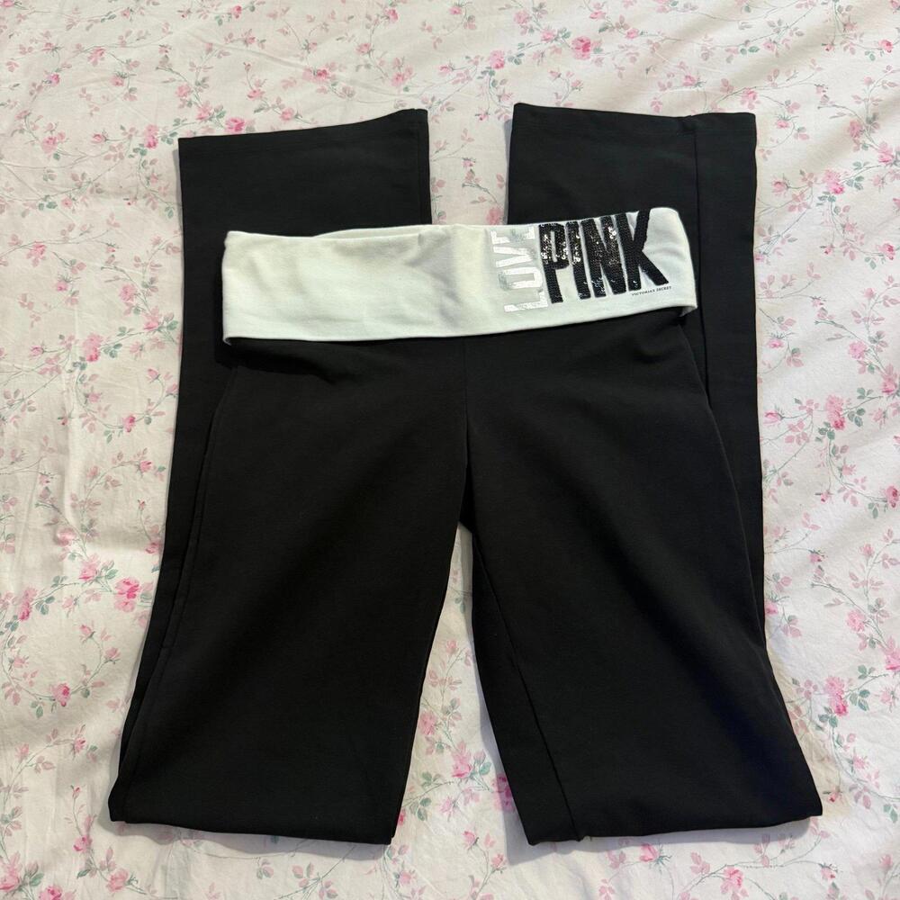 Y2K PINK Victoria's Secret Foldable Waist Flare Yoga Pants